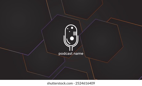 PODCAST GRADIENT DARK BACKGROUND WITH HEXAGON GEOMETRIC SHAPES COLOR SIMPLE TEMPLATE DESIGN VECTOR. GOOD FOR COVER DESIGN, BANNER, WEB,SOCIAL MEDIA