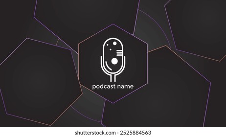 PODCAST GRADIENT DARK BACKGROUND WITH HEXAGON GEOMETRIC SHAPES COLOR SIMPLE TEMPLATE DESIGN VECTOR. GOOD FOR COVER DESIGN, BANNER, WEB,SOCIAL MEDIA