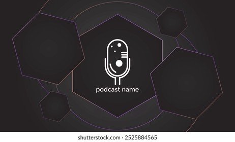 PODCAST GRADIENT DARK BACKGROUND WITH HEXAGON GEOMETRIC SHAPES COLOR SIMPLE TEMPLATE DESIGN VECTOR. GOOD FOR COVER DESIGN, BANNER, WEB,SOCIAL MEDIA