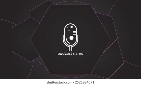 PODCAST GRADIENT DARK BACKGROUND WITH HEXAGON GEOMETRIC SHAPES COLOR SIMPLE TEMPLATE DESIGN VECTOR. GOOD FOR COVER DESIGN, BANNER, WEB,SOCIAL MEDIA