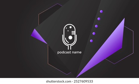 PODCAST GRADIENT DARK BACKGROUND WITH HEXAGON GEOMETRIC SHAPES COLOR SIMPLE TEMPLATE DESIGN VECTOR. GOOD FOR COVER DESIGN, BANNER, WEB,SOCIAL MEDIA