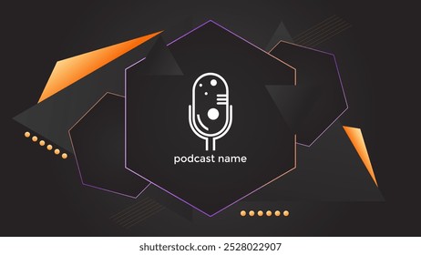 PODCAST GRADIENT DARK BACKGROUND WITH TRIANGLE HEXAGON GEOMETRIC SHAPES COLOR SIMPLE TEMPLATE DESIGN VECTOR. GOOD FOR COVER DESIGN, BANNER, WEB,SOCIAL MEDIA