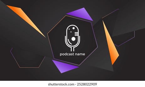PODCAST GRADIENT DARK BACKGROUND WITH TRIANGLE HEXAGON GEOMETRIC SHAPES COLOR SIMPLE TEMPLATE DESIGN VECTOR. GOOD FOR COVER DESIGN, BANNER, WEB,SOCIAL MEDIA
