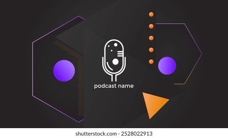 PODCAST GRADIENT DARK BACKGROUND WITH TRIANGLE HEXAGON GEOMETRIC SHAPES COLOR SIMPLE TEMPLATE DESIGN VECTOR. GOOD FOR COVER DESIGN, BANNER, WEB,SOCIAL MEDIA