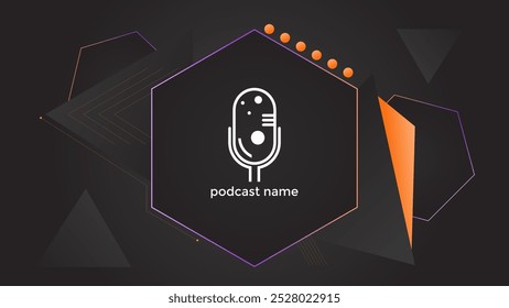 PODCAST GRADIENT DARK BACKGROUND WITH TRIANGLE HEXAGON GEOMETRIC SHAPES COLOR SIMPLE TEMPLATE DESIGN VECTOR. GOOD FOR COVER DESIGN, BANNER, WEB,SOCIAL MEDIA