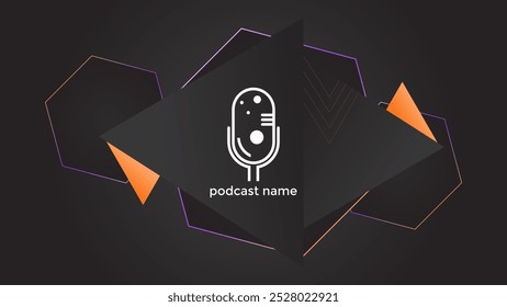 PODCAST FARBVERLAUF DUNKLER HINTERGRUND MIT DREIECK-HEXAGON GEOMETRISCHE FORMEN FARBE EINFACHE VORLAGE DESIGN VEKTOR. GUT FÜR DECKENDESIGN, BANNER, WEB, SOZIALE MEDIEN