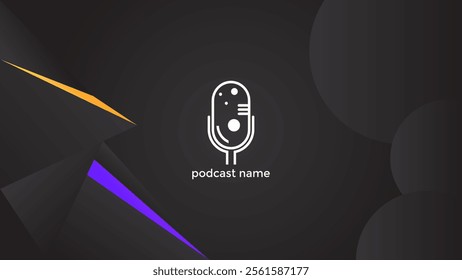 PODCAST GRADIENT DARK BACKGROUND WITH TRIANGLE GEOMETRIC SHAPES COLOR SIMPLE TEMPLATE DESIGN VECTOR. GOOD FOR COVER DESIGN, BANNER, WEB,SOCIAL MEDIA