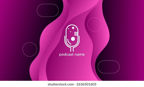 GRADIENTE DE PODCAST FUNDO ROSA ESCURO COLORIDO COM MÃO DESENHADO FORMAS ORGÂNICAS COR SIMPLES DESIGN VETOR. BOM PARA DESIGN DE CAPA, BANNER, WEB, MÍDIA SOCIAL