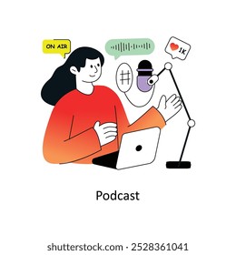 Ilustración vectorial de diseño de estilo plano degradado de podcast. Ilustración de stock