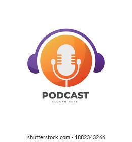 Logo-Designvorlage für Podcast-Farbverlauf