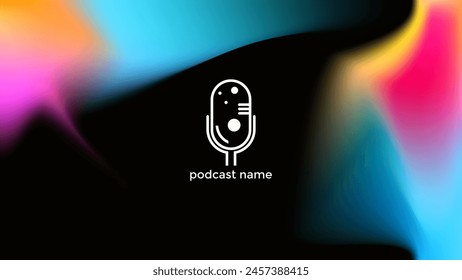 PODCAST GRADIENT MESH  COLORFUL DARK BACKGROUND WITH SHAPES SIMPLE TEMPLATE DESIGN VECTOR. GOOD FOR COVER DESIGN, BANNER, WEB,SOCIAL MEDIA