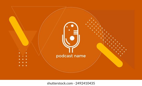 PODCAST GRADIENT ORANGE BACKGROUND COLORFUL WITH GEOMETRIC SHAPES COLOR SIMPLE TEMPLATE DESIGN VECTOR. GOOD FOR COVER DESIGN, BANNER, WEB,SOCIAL MEDIA