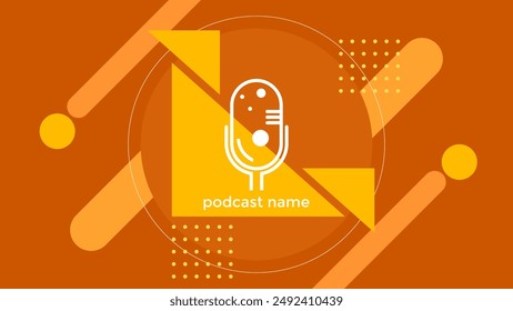 PODCAST VERLAUF ORANGE HINTERGRUND BUNT MIT GEOMETRISCHEN FORMEN FARBE SIMPLE VORLAGE DESIGN VEKTORGRAFIK. GUT FÜR COVERDESIGN, BANNER, WEB, SOCIAL MEDIA