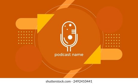 PODCAST GRADIENT ORANGE BACKGROUND COLORFUL WITH GEOMETRIC SHAPES COLOR SIMPLE TEMPLATE DESIGN VECTOR. GOOD FOR COVER DESIGN, BANNER, WEB,SOCIAL MEDIA