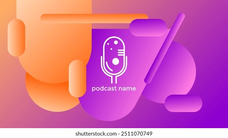 PODCAST FARBVERLAUF ORANGE ROSA HINTERGRUND BUNT MIT GEOMETRISCHEN FORMEN FARBE EINFACHE VORLAGE DESIGN VEKTOR. GUT FÜR DECKENDESIGN, BANNER, WEB, SOZIALE MEDIEN