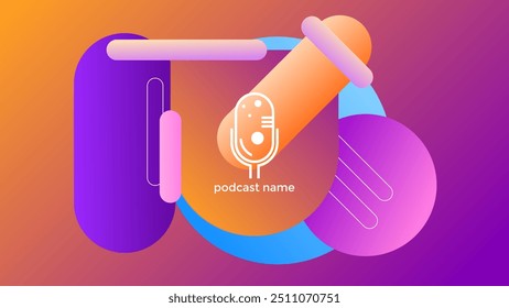 FONDO ROSA NARANJA GRADIENTE DE PODCAST COLORIDO CON FORMAS GEOMÉTRICAS COLOR VECTOR DE DISEÑO DE PLANTILLA SIMPLE. BUENO PARA EL DISEÑO DE PORTADAS, ANUNCIO, WEB, REDES SOCIALES
