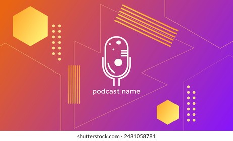 PODCAST VERLAUF ORANGE LILA HINTERGRUND BUNT MIT GEOMETRISCHEN FORMENS FARBE SIMPLE VORLAGE DESIGN VEKTORGRAFIK. GUT FÜR COVERDESIGN, BANNER, WEB, SOCIAL MEDIA