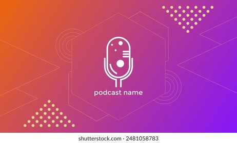 PODCAST GRADIENT ORANGE PURPLE  BACKGROUND COLORFUL WITH GEOMETRIC SHAPES COLOR SIMPLE TEMPLATE DESIGN VECTOR. GOOD FOR COVER DESIGN, BANNER, WEB,SOCIAL MEDIA