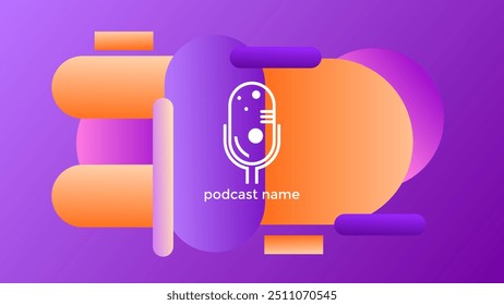 FONDO PÚRPURA NARANJA DEGRADADO DE PODCAST COLORIDO CON FORMAS GEOMÉTRICAS COLOR VECTOR DE DISEÑO DE PLANTILLA SIMPLE. BUENO PARA EL DISEÑO DE PORTADAS, ANUNCIO, WEB, REDES SOCIALES