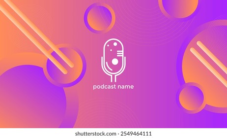 PODCAST GRADIENT ORANGE PURPLE BACKGROUND COLORFUL WITH CIRCLE GEOMETRIC SHAPES COLOR SIMPLE TEMPLATE DESIGN VECTOR. GOOD FOR COVER DESIGN, BANNER, WEB,SOCIAL MEDIA