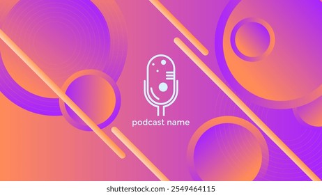 FONDO PÚRPURA NARANJA DEGRADADO DE PODCAST COLORIDO CON CÍRCULO FORMAS GEOMÉTRICAS COLOR VECTOR DE DISEÑO DE PLANTILLA SIMPLE. BUENO PARA EL DISEÑO DE PORTADAS, ANUNCIO, WEB, REDES SOCIALES