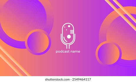 FONDO PÚRPURA NARANJA DEGRADADO DE PODCAST COLORIDO CON CÍRCULO FORMAS GEOMÉTRICAS COLOR VECTOR DE DISEÑO DE PLANTILLA SIMPLE. BUENO PARA EL DISEÑO DE PORTADAS, ANUNCIO, WEB, REDES SOCIALES