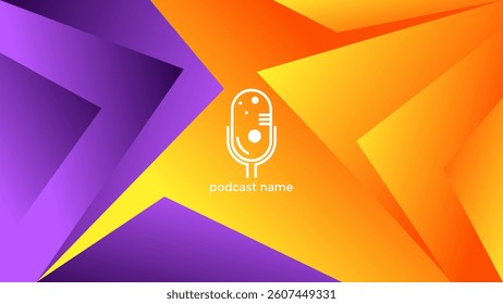 PODCAST GRADIENT ORANGE PURPLE BACKGROUND WITH GEOMETRIC SHAPES COLOR SIMPLE TEMPLATE DESIGN VECTOR. GOOD FOR COVER DESIGN, BANNER, WEB,SOCIAL MEDIA