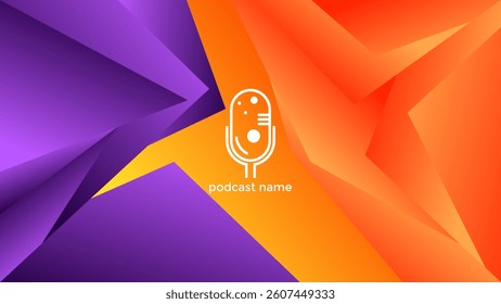 PODCAST GRADIENT ORANGE PURPLE BACKGROUND WITH GEOMETRIC SHAPES COLOR SIMPLE TEMPLATE DESIGN VECTOR. GOOD FOR COVER DESIGN, BANNER, WEB,SOCIAL MEDIA
