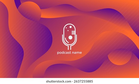 PODCAST GRADIENT ORANGE PURPLE BACKGROUND COLORFUL WITH HAND DRAWN ORGANIC SHAPES COLOR SIMPLE TEMPLATE DESIGN VECTOR. GOOD FOR COVER DESIGN, BANNER, WEB,SOCIAL MEDIA