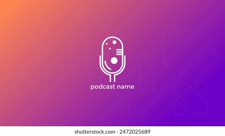 PODCAST GRADIENT ORANGE PURPLE COLORFUL BACKGROUND SIMPLE TEMPLATE DESIGN VECTOR. GOOD FOR COVER DESIGN, BANNER, WEB,SOCIAL MEDIA