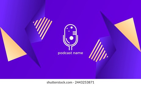 PODCAST GRADIENT PURPLE  BACKGROUND COLORFUL WITH GEOMETRIC SHAPES ORANGE COLOR SIMPLE TEMPLATE DESIGN VECTOR. GOOD FOR COVER DESIGN, BANNER, WEB,SOCIAL MEDIA