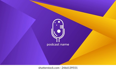 PODCAST GRADIENT PURPLE  BACKGROUND COLORFUL WITH GEOMETRIC SHAPES ORANGE COLOR SIMPLE TEMPLATE DESIGN VECTOR. GOOD FOR COVER DESIGN, BANNER, WEB,SOCIAL MEDIA