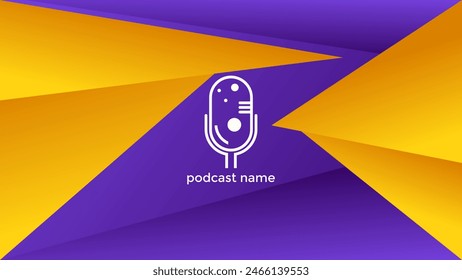 PODCAST GRADIENT PURPLE  BACKGROUND COLORFUL WITH GEOMETRIC SHAPES ORANGE COLOR SIMPLE TEMPLATE DESIGN VECTOR. GOOD FOR COVER DESIGN, BANNER, WEB,SOCIAL MEDIA