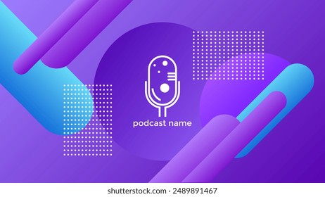 PODCAST GRADIENT PURPLE BACKGROUND COLORFUL WITH GEOMETRIC SHAPES COLOR SIMPLE TEMPLATE DESIGN VECTOR. GOOD FOR COVER DESIGN, BANNER, WEB,SOCIAL MEDIA