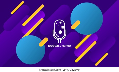 PODCAST GRADIENT PURPLE BACKGROUND COLORFUL WITH GEOMETRIC SHAPES COLOR SIMPLE TEMPLATE DESIGN VECTOR. GOOD FOR COVER DESIGN, BANNER, WEB,SOCIAL MEDIA