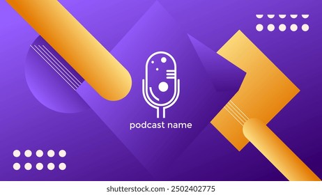PODCAST GRADIENT PURPLE BACKGROUND COLORFUL WITH GEOMETRIC SHAPES COLOR SIMPLE TEMPLATE DESIGN VECTOR. GOOD FOR COVER DESIGN, BANNER, WEB,SOCIAL MEDIA