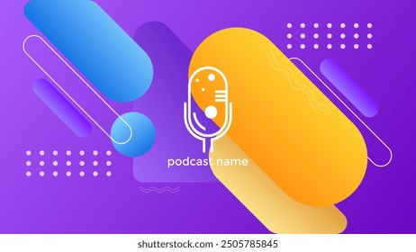 PODCAST GRADIENT PURPLE BACKGROUND COLORFUL WITH GEOMETRIC SHAPES COLOR SIMPLE TEMPLATE DESIGN VECTOR. GOOD FOR COVER DESIGN, BANNER, WEB,SOCIAL MEDIA