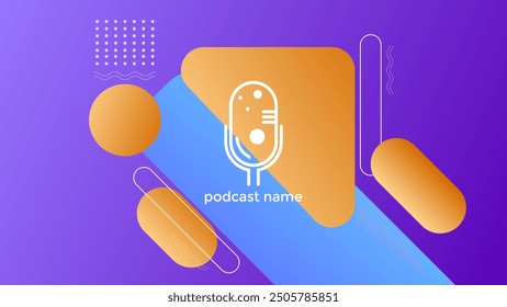 PODCAST GRADIENT PURPLE BACKGROUND COLORFUL WITH GEOMETRIC SHAPES COLOR SIMPLE TEMPLATE DESIGN VECTOR. GOOD FOR COVER DESIGN, BANNER, WEB,SOCIAL MEDIA