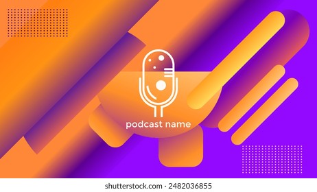 PODCAST GRADIENT PURPLE ORANGE BACKGROUND COLORFUL WITH GEOMETRIC SHAPES COLOR SIMPLE TEMPLATE DESIGN VECTOR. GOOD FOR COVER DESIGN, BANNER, WEB,SOCIAL MEDIA
