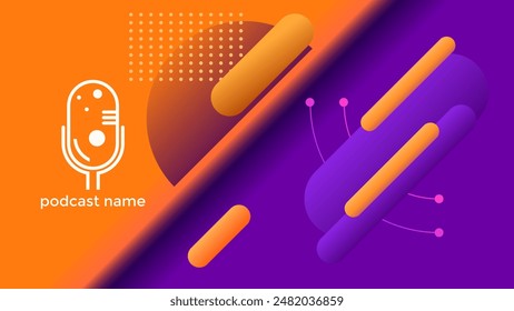 PODCAST GRADIENT PURPLE ORANGE BACKGROUND COLORFUL WITH GEOMETRIC SHAPES COLOR SIMPLE TEMPLATE DESIGN VECTOR. GOOD FOR COVER DESIGN, BANNER, WEB,SOCIAL MEDIA