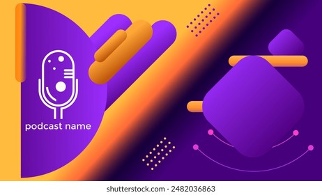 PODCAST GRADIENT PURPLE ORANGE BACKGROUND COLORFUL WITH GEOMETRIC SHAPES COLOR SIMPLE TEMPLATE DESIGN VECTOR. GOOD FOR COVER DESIGN, BANNER, WEB,SOCIAL MEDIA