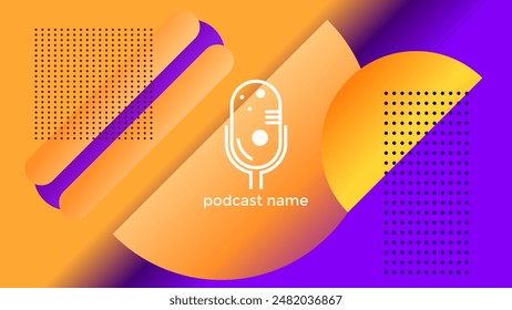 PODCAST GRADIENT PURPLE ORANGE BACKGROUND COLORFUL WITH GEOMETRIC SHAPES COLOR SIMPLE TEMPLATE DESIGN VECTOR. GOOD FOR COVER DESIGN, BANNER, WEB,SOCIAL MEDIA