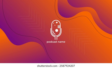 PODCAST GRADIENT PURPLE ORANGE BACKGROUND COLORFUL WITH ORGANIC SHAPES COLOR SIMPLE TEMPLATE DESIGN VECTOR. GOOD FOR COVER DESIGN, BANNER, WEB,SOCIAL MEDIA