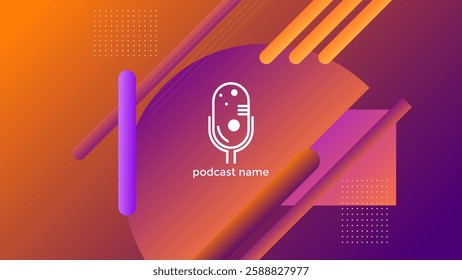 PODCAST GRADIENT PURPLE ORANGE BACKGROUND COLORFUL WITH GEOMETRIC SHAPES COLOR SIMPLE TEMPLATE DESIGN VECTOR. GOOD FOR COVER DESIGN, BANNER, WEB,SOCIAL MEDIA