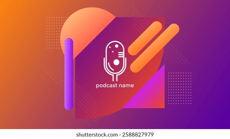 PODCAST GRADIENT PURPLE ORANGE BACKGROUND COLORFUL WITH GEOMETRIC SHAPES COLOR SIMPLE TEMPLATE DESIGN VECTOR. GOOD FOR COVER DESIGN, BANNER, WEB,SOCIAL MEDIA