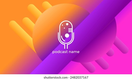 PODCAST DEGRADADO PÚRPURA ROSA NARANJA FONDO COLORIDO CON FORMAS GEOMÉTRICAS COLOR PLANTILLA SIMPLE DISEÑO VECTOR. BUENO PARA EL DISEÑO DE LA CUBIERTA, ANUNCIO, WEB, MEDIOS SOCIALES