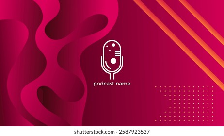 PODCAST GRADIENT RED BACKGROUND COLORFUL WITH GEOMETRIC SHAPES COLOR SIMPLE TEMPLATE DESIGN VECTOR. GOOD FOR COVER DESIGN, BANNER, WEB,SOCIAL MEDIA