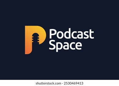 Vector premium de diseño de logotipo de espacio degradado de podcast