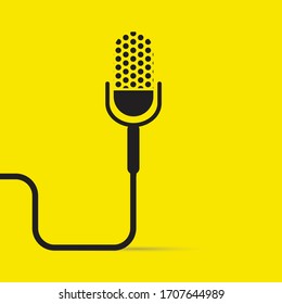 Podcast Graphic Design Mic With Yellow Background.