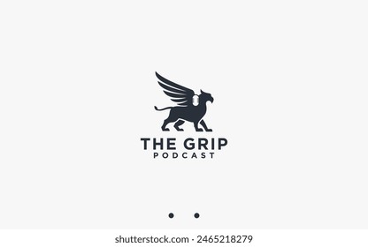 podcast griffin logo design vector silhouette illustration